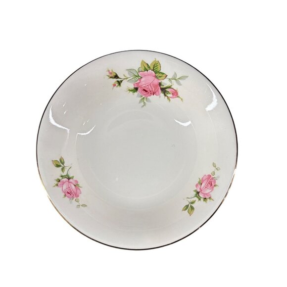 Royal Wilton 22K Gold Trim Vintage Bowl with Pink Rose Floral Design 6 inch - Picture 1 of 6